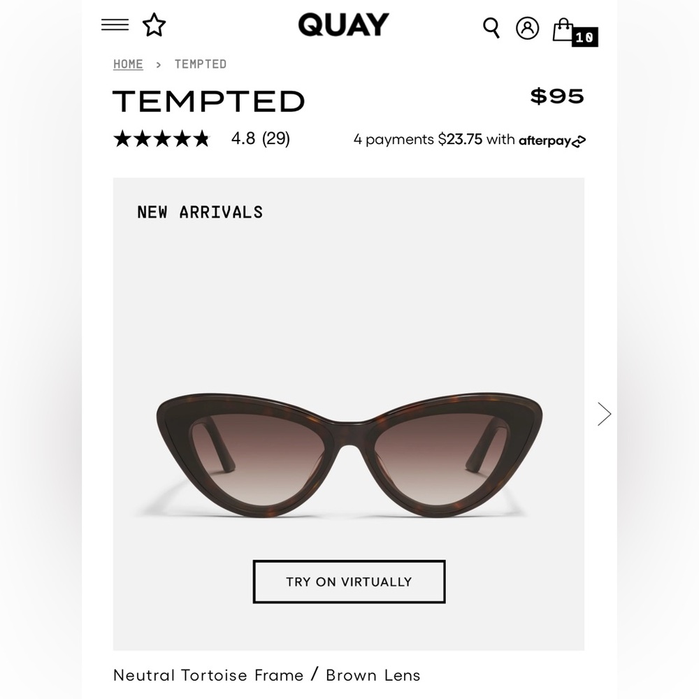 •Quay 2025 drop• Quay TEMPTED neutral tortoise frame/brown lens Sunglasses BNWT